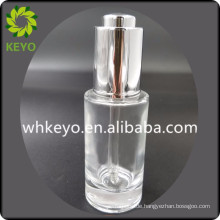 30ml 50ml luxury essential oil transparent colored empty cosmetic packing glass dropper bottle with metal press dropper